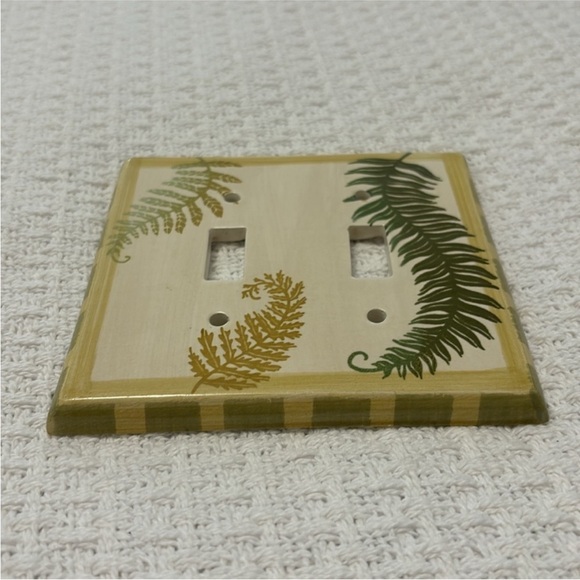 FERN CERAMIC switch plate cover double toggle light switch plate cream green - Picture 5 of 11